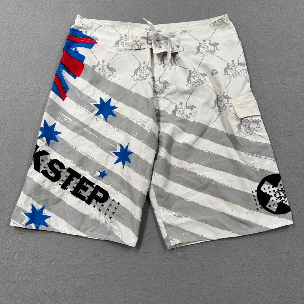 Quickstep Board Shorts Men's 34 White Australian Flag Supreme‎ Swim Trunks Beach